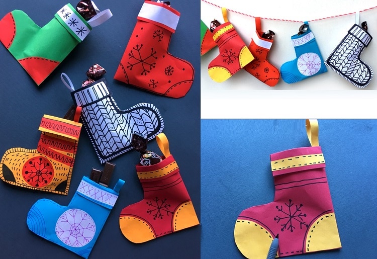 Як зробити новорічну шкарпетку з паперу (фото + відео + безкоштовний шаблон)