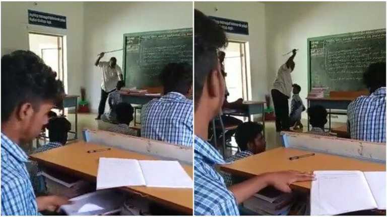 В Індії вчитель фізики поставив учня на коліна і побив палицею, бо той прогуляв урок: відео