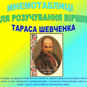 Мнемотаблиці для розучування віршів Тараса Шевченка
